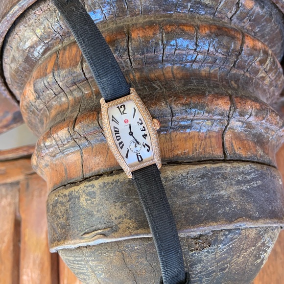 Michele Coquette * Beautiful Rose Tone Valerie Aldrich Watch w/Diamonds - Picture 2 of 16